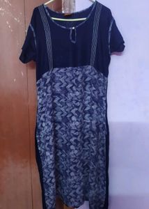Blue Printed Midi Dress