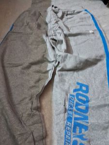 Grey Sweatpants with Blue Stripes