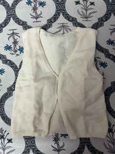 Cream Sleeveless Knit Top
