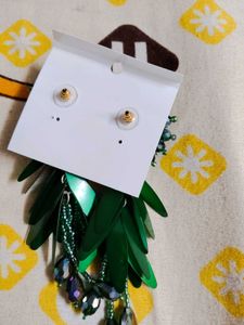 Statement Green Beaded Earrings