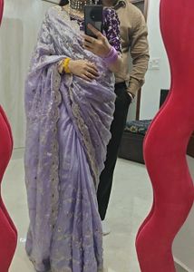 Lavender Saree with velvet blouse