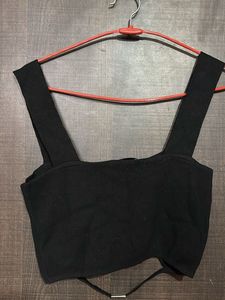Black zara Crop Top With Metal Detailing Underbust