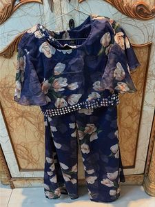 Navy Floral Print Kurta Set