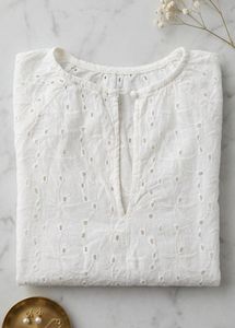 Chic White Eyelet Top
