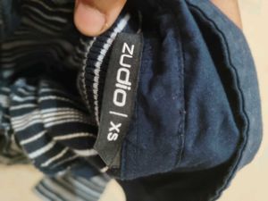 Zudio Navy Blue &amp; White Striped Long Sleeve Top