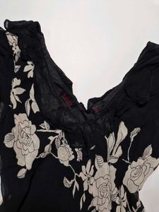 Black Floral Sheer Blouse
