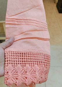 Peach Palazzo dress with Lace Trim
