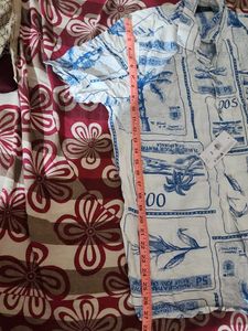 Men's White &amp; Blue Printed Shirt