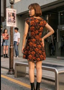 Korean style Chic Sleeveless Printed Mini Dress