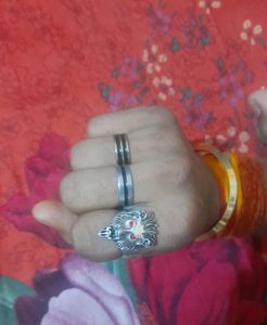 Silver Realistic Lion Ring (1pcs)