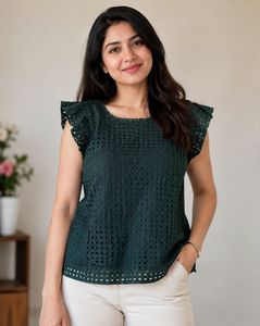 Stylish Green Textured Top