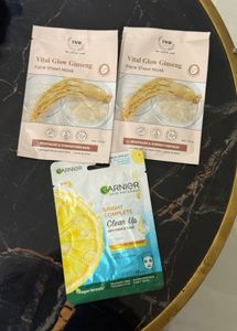 3 Face Sheet Masks - Ginseng & Lemon