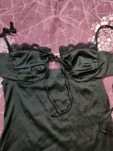 Black Satin Mini Dress