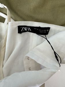 Zara White Eyelet Pleated Dress