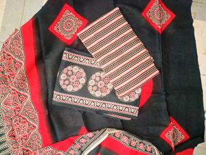 Ethnic Black & Red rayon Ajrak dress
