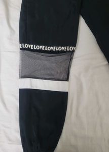 Graphic letter mesh panel joggers