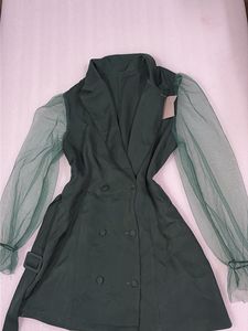 Chic Green Dress with Sheer Sleeves
