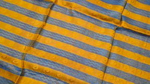 Elegant Yellow &amp; Grey Striped Saree