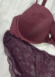 Calvin Klein Burgundy Lace Bra &amp; Panty Set