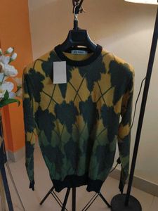 New Korean Argyle Knit Sweater