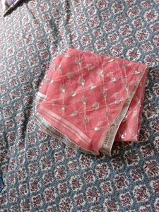 Peach color sequins dupatta