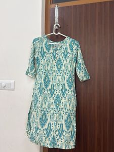 Elegant Teal Ikat Print Kurta