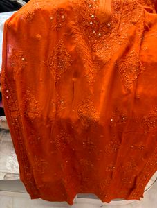 Pure Viscose Rust mukesh work Kurti