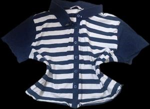 striped crop top blue n white