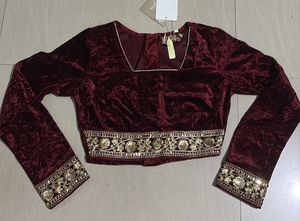 Embroidered Velvet Blouse