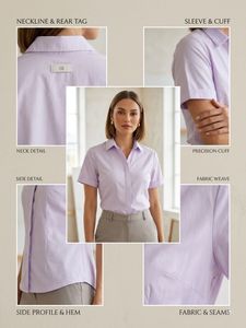 Light Purple Button-Up Short Sleeve Blouse