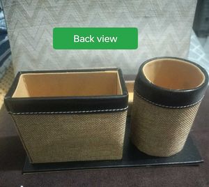 Premium Jute Desk Organizer with Clock