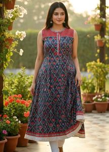 bust 40 Elegant Printed Sleeveless Kurta