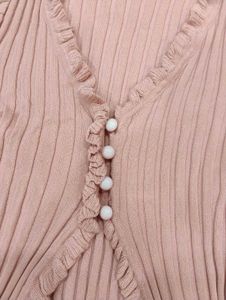 Cute Pink Ruffled Knit crop Top