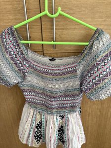 Boho Smocked Peplum Top