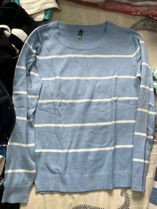 Light Blue Striped Knit sweater