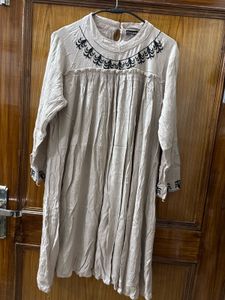 Elegant Embroidered Beige Dress