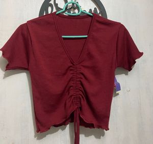 Chic Ruched V-Neck Crop Top