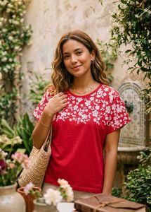 Red Floral Print T-Shirt