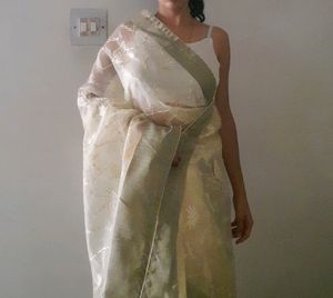 Lime Green Organza Saree💖