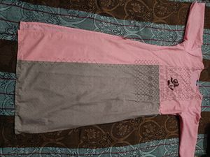 Pink &amp; Grey Printed Kurta