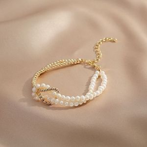 price dropElegant Pearl &amp; Gold Beaded Bracelet