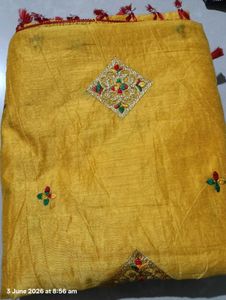 Vibrant Yellow Embroidered Saree