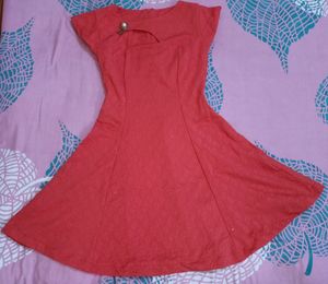 Coral Fit & Flare Dress