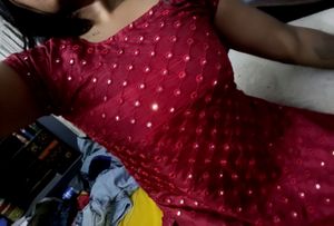 Maroon Glass Work Stitched Top