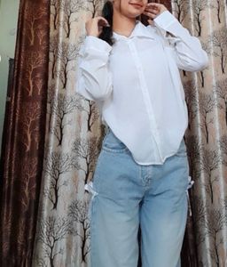 White women Textured Oversized Shirt