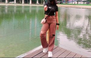 Brown Straight Leg Jeans