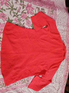 Coral Button-Down Long Sleeve Top