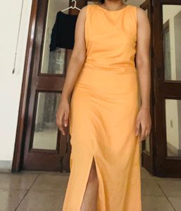 Slit Backless Gown With Lining Miss Chase