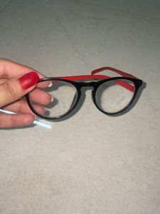 Stylish Black Glasses with Red Accents