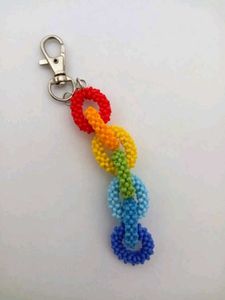 Rainbow Beaded Keychain